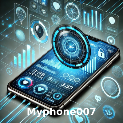 Hình ảnh minh họa ứng dụng Myphone007 – phần mềm giám sát và quản lý thiết bị từ xa. Hình ảnh hiển thị một điện thoại thông minh với giao diện công nghệ hiện đại, tích hợp các tính năng như theo dõi GPS, ghi âm từ xa, giám sát mạng xã hội và kiểm soát thiết bị. Nền tảng kỹ thuật số mang phong cách bảo mật và kết nối, giúp tối ưu trải nghiệm người dùng.