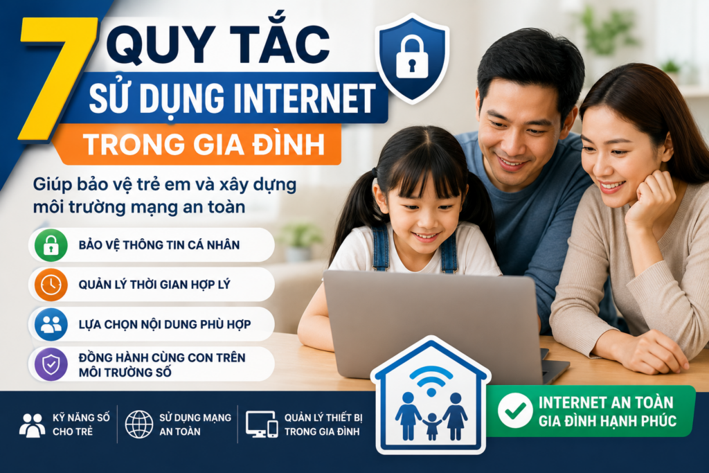Gia đình cùng tìm hiểu quy tắc sử dụng Internet trong gia đình để bảo vệ trẻ em và xây dựng môi trường mạng an toàn.