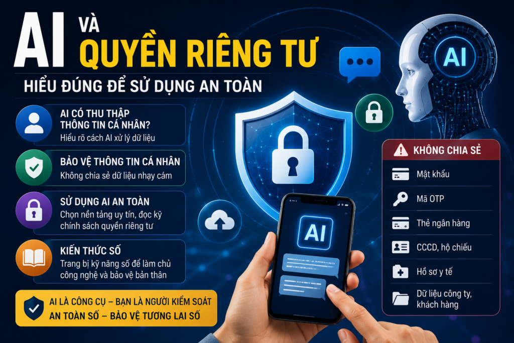 AI và quyền riêng tư giúp bảo vệ thông tin cá nhân, sử dụng trí tuệ nhân tạo AI an toàn và nâng cao an toàn số trong thời đại công nghệ.
