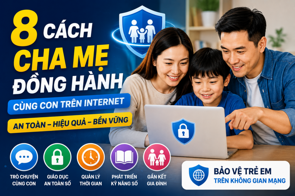 8 Cách Cha Mẹ Đồng Hành Cùng Con Trên internet