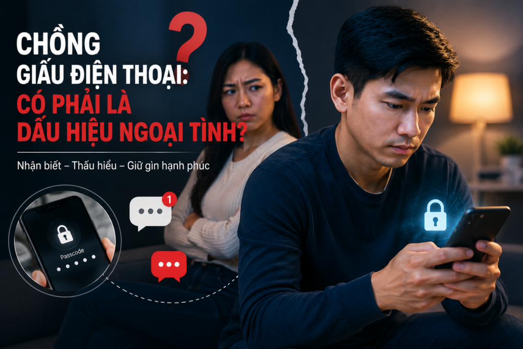 Chồng giấu điện thoại có phải là dấu hiệu ngoại tình? Hình minh họa về sự thay đổi trong hành vi sử dụng điện thoại và niềm tin trong hôn nhân.