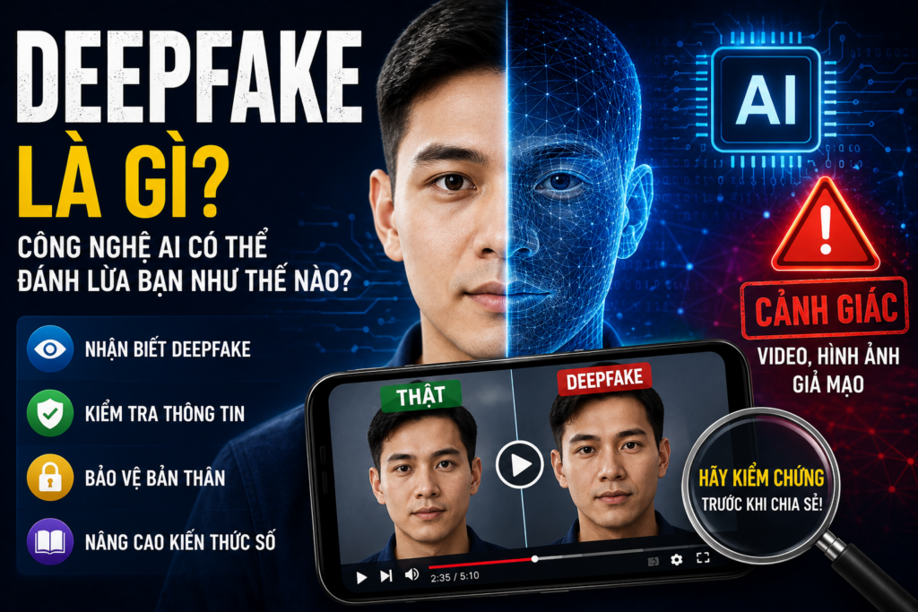 Deepfake tạo video và hình ảnh giả mạo bằng AI; hãy nhận biết deepfake, nâng cao an toàn số và kiến thức số để bảo vệ bản thân trên Internet