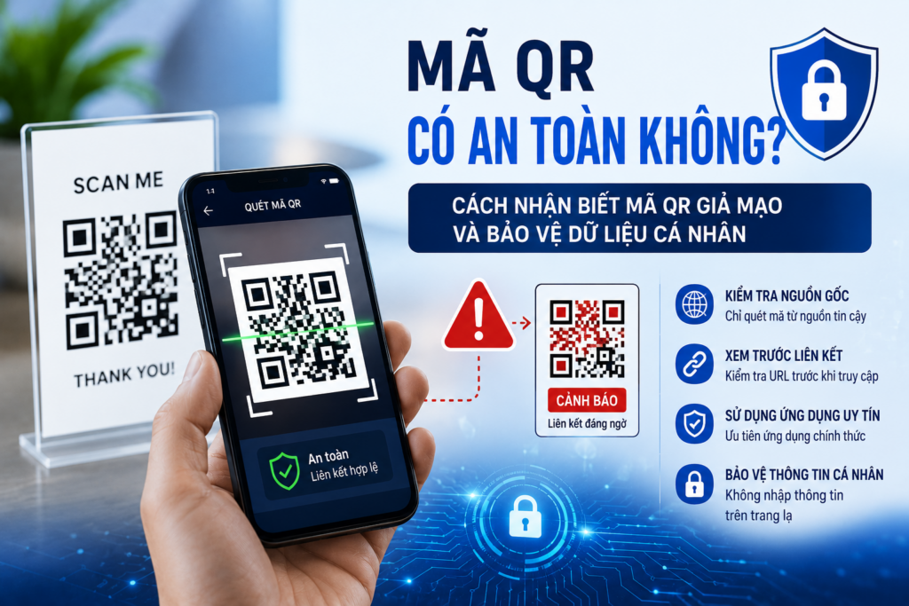 Mã QR giả mạo có thể dẫn đến lừa đảo và đánh cắp dữ liệu; hãy nhận biết mã QR an toàn, bảo vệ thông tin cá nhân và nâng cao kiến thức số.