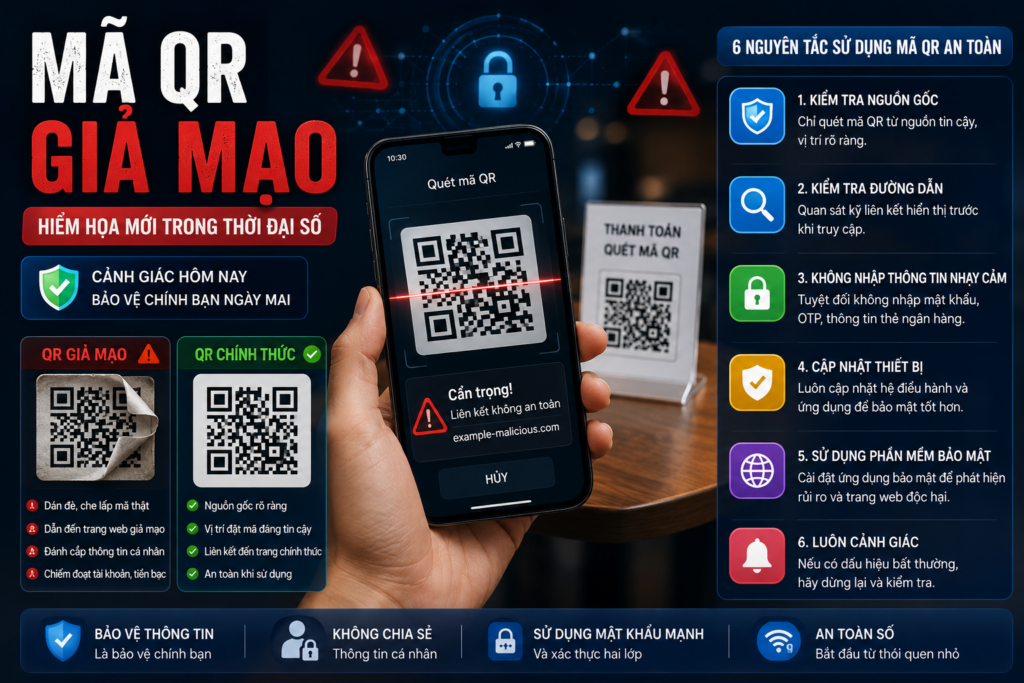 Mã QR giả mạo là hình thức lừa đảo bằng mã QR cần nhận biết để bảo mật thông tin và nâng cao an toàn số.