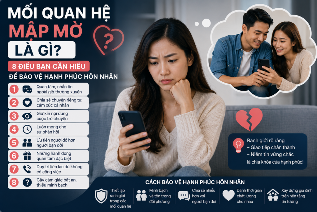 Mối quan hệ mập mờ trong hôn nhân có thể gây hiểu lầm và nghi ngờ ngoại tình nếu thiếu ranh giới rõ ràng và giao tiếp chân thành.