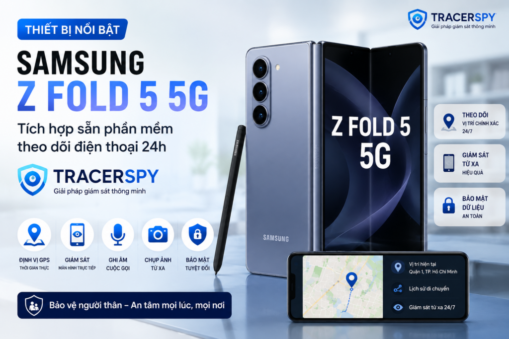 Samsung Z Fold 5 5G Tracerspy hỗ trợ định vị GPS và theo dõi điện thoại 24h.