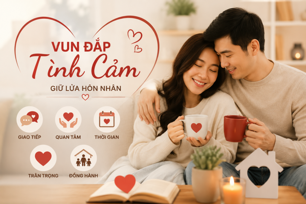 Vun đắp tình cảm giúp vợ chồng gắn kết, giữ lửa hôn nhân và xây dựng hạnh phúc gia đình lâu dài.