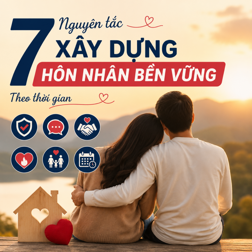 7 nguyên tắc xây dựng hôn nhân bền vững giúp vợ chồng gắn bó và hạnh phúc lâu dài.