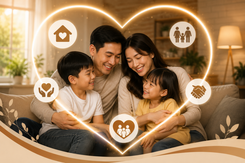 Yêu thương gia đình giúp gắn kết các thành viên và xây dựng hạnh phúc gia đình bền vững.